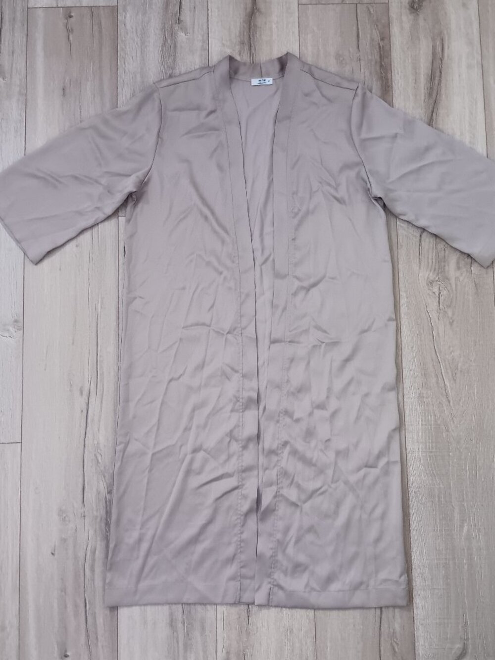 Ardene Beige Open Front Duster Kimono Lightweight Silky Cardigan Small S/P